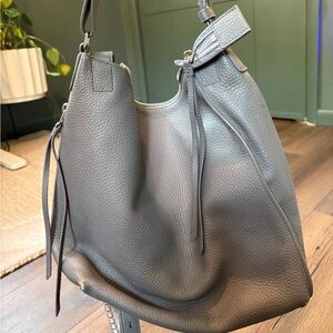 All Saints Grey Leather Convertible Backpack